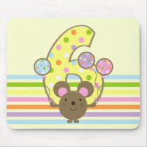 Balloon Mouse Yellow 6th Birthday Mousepad