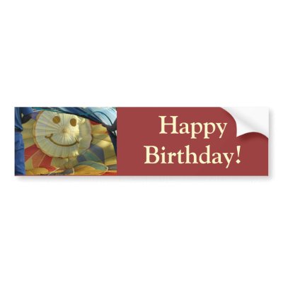 Balloon Smiley Face, Happy Birthday! Bumper Sticker by bluebirdcanflyphotos