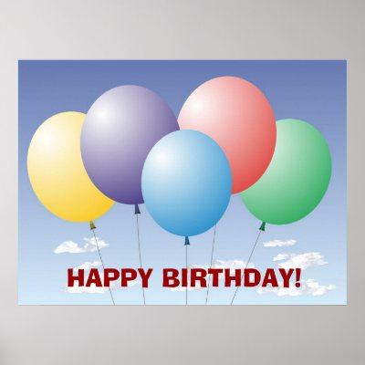 Balloons Birthday Banner Print by decembermorning