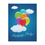Balloons Birthday Party invitation postcards