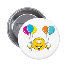 Balloons Celebration Smiley Face Pinback Button