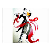 BALLROOM DANCING 2 BLACK AND WHITE/COLOR POSTCARD