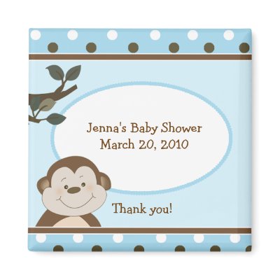 Bambino Cute Monkey Blue Favour Baby Shower Magnet by allpetscherished