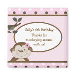 Bambino Cute Monkey Pink Favour BIrthday Magnet