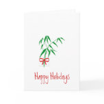 Bamboo and Red Bow Holiday Greeting Card