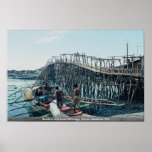 Bamboo and wood toll bridge, Davao, Mindinao, Phil Print