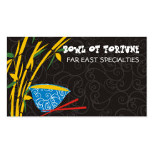 Bamboo Asian food bowl chopsticks business card...