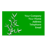Bamboo Branch with Leaves on Green Business Card Template