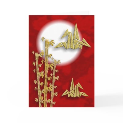 Bamboo Cranes Invitation or Card by leighsww