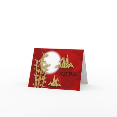 Bamboo Cranes RSVP Card by leighsww