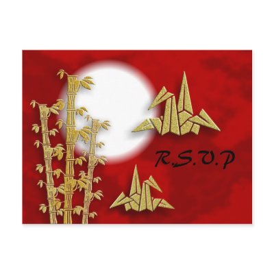 Bamboo Cranes RSVP Postcard by leighsww