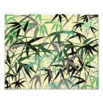 Bamboo Foliage Stalks Leaves, Green, Brown, Yellow
