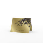 Bamboo Leaves Black Gold Wedding Invitation Card