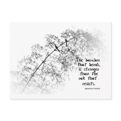 Bamboo Tree with Two Birds Bends in the Wind Post Cards by asiastockimages