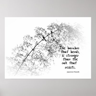 Bamboo Tree with Two Birds Bends in the Wind Posters by asiastockimages