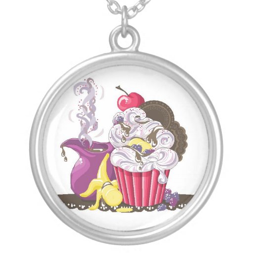 Banana Berry Cherry Cupcake Necklace