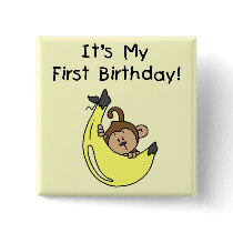 Banana - Boy Monkey 1st Birthday Pinback Button