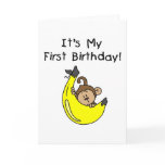 Banana - Boy Monkey 1st Birthday Cards