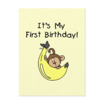 Banana - Boy Monkey 1st Birthday Postcards