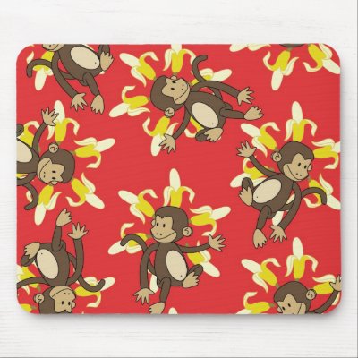Banana Flower Monkey Mousepad by Shop_Moxie