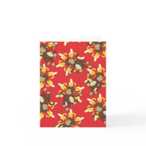 Banana Flower Monkey Notecards