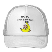 Banana - Girl Monkey 1st Birthday Hats