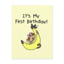 Banana - Girl Monkey 1st Birthday Post Card