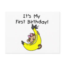 Banana - Girl Monkey 1st Birthday Postcards