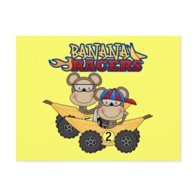 Banana Racers Tshirts and Gifts Post Cards by toddlersplace