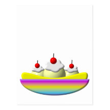 Banana Split with whipped cream and cherries Postcard