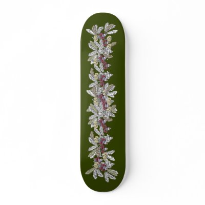 Bananas Foliage and Flowers Skateboard by andreacreations