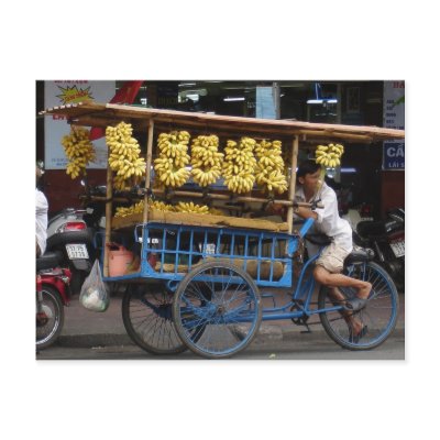 Bananas for sale postcards by work2travel