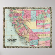 Bancroft's Map Of California, Nevada Posters
