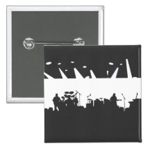 Band On Stage Concert Silhouette B&W Pinback Buttons