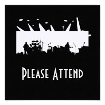 Band On Stage Concert Silhouette B&W Personalised Invitations
