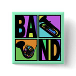 BAND POP ART SQUARES PINBACK BUTTON