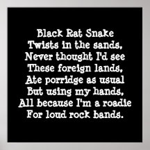 Band Roadie Poem. Custom Posters