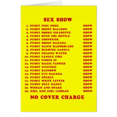 Bangkok Red Light Ping Pong Sex Show Card by iloveisaan