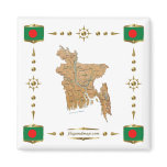 Bangladesh Map + Flags Magnet
