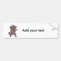 Banjo Playing Cat Bumper Stickers