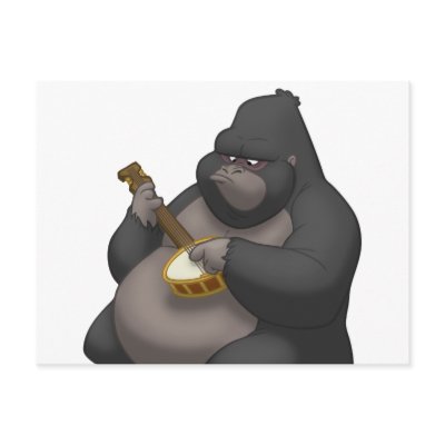 Banjo-Strummin' Gorilla Postcard by stlewis75