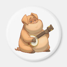 Banjo-Strummin' Pig Magnet