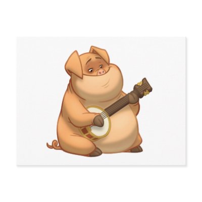 Banjo-Strummin' Pig Postcard by stlewis75