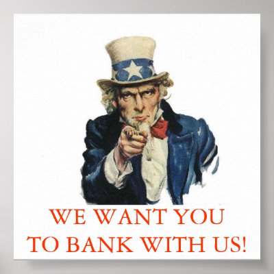 BANK WITH US PRINT by ocarolan27