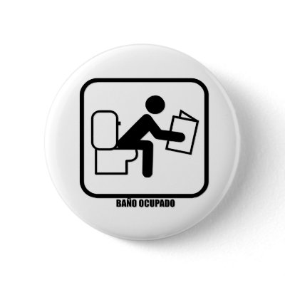 Baño Ocupado Pinback Buttons by markthaler