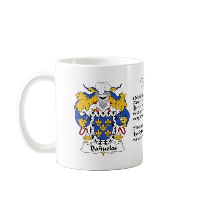 Banuelos Family Coat of Arm ceramic cup Coffee Mugs by NemethArt