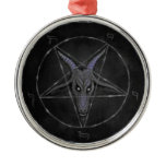 Baphomet Black And Grey Premium Round Ornament