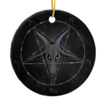 Baphomet Black And Grey  Round Ornament