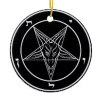 Baphomet Black And White Round Ornament