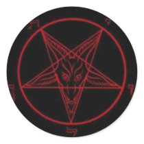 Baphomet Red Round Sticker Set